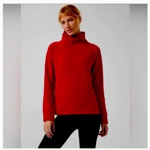 Athleta Attain Funnel Neck Fleece Color Red Size Medium